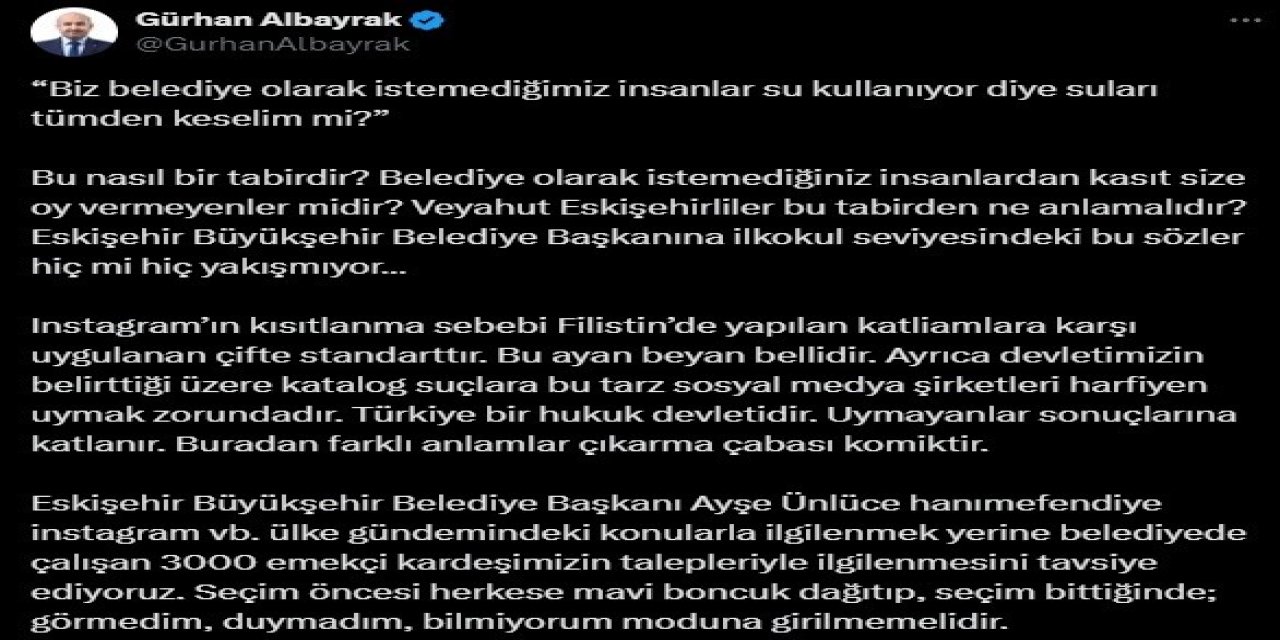 Belediye Başkanının Yaptığı Paylaşımına Tepkiler Büyüyor
