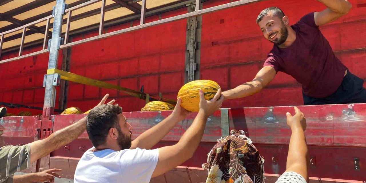 Hal Esnafı Düşük Fiyat Verince 20 Ton Kavunu Vatandaşa Ücretsiz Dağıttı