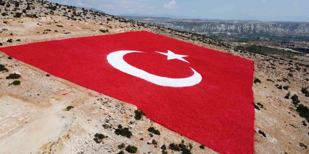 Mersin’de Zemine İşlenmiş Büyük Türk Bayrağı Boyandı