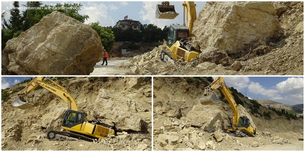 Karaman Ermenek'te 30 Tonluk Kaya Devrildi
