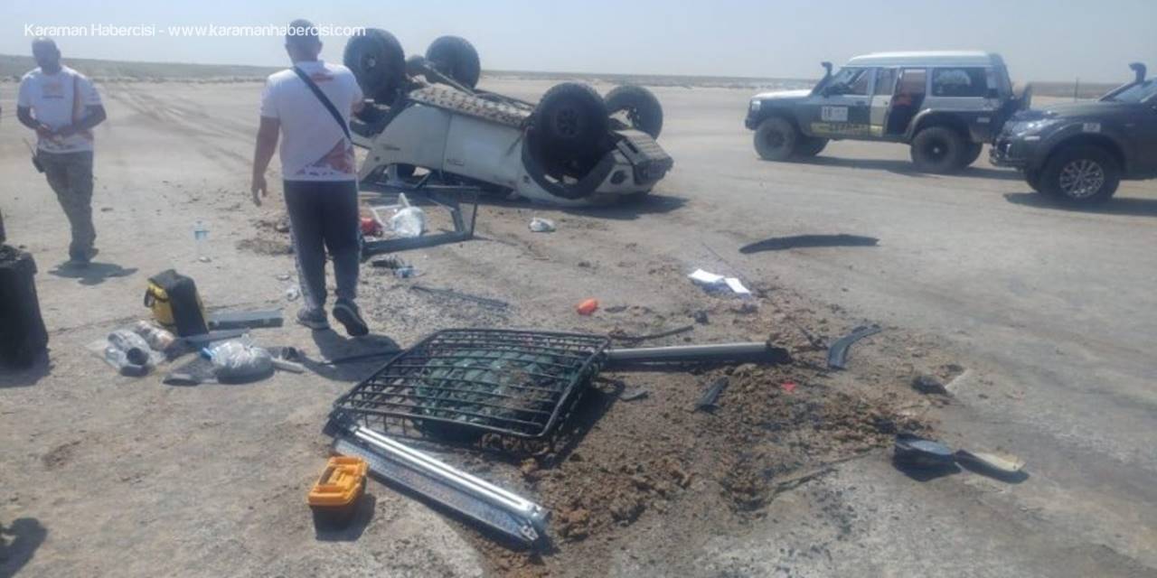 Ralli Aracı Yarışta Devrildi, Sürücü Helikopter Ambulansla Konya’ya Getirildi