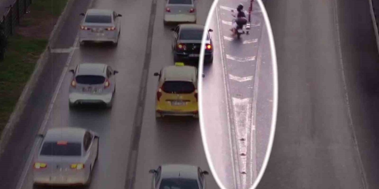 Motosikletlilerin Trafikteki Kural İhlalleri Dron Kamerasında