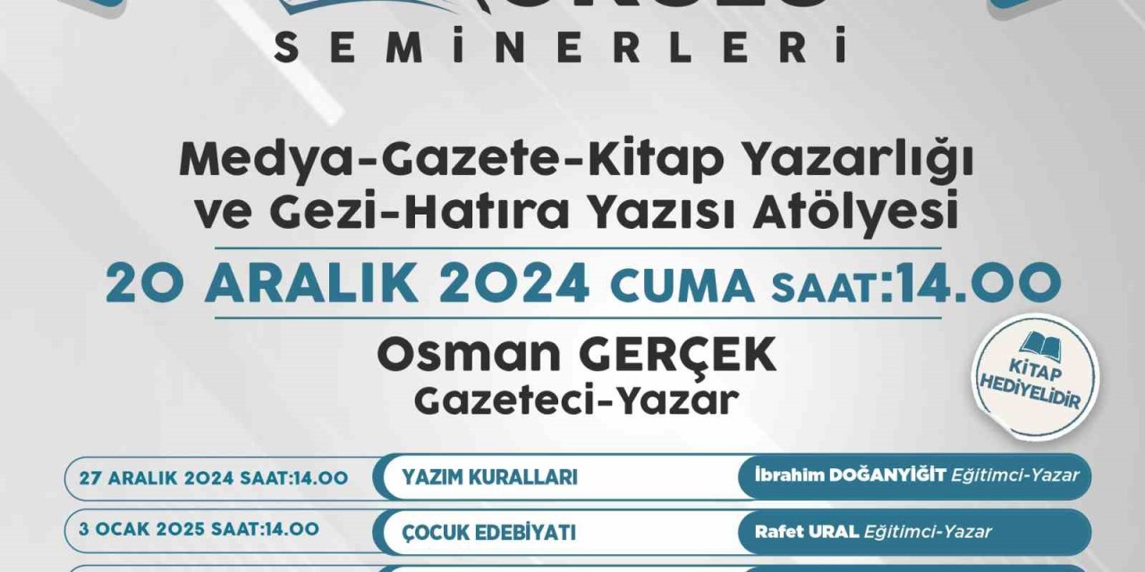 Talas’ın Yazar Okulu Seminerlerinde Bu Hafta Osman Gerçek Konuk Olacak