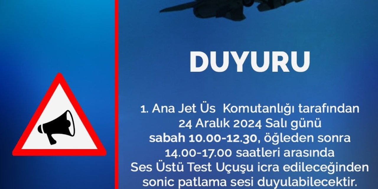 Valilikten Sonic Patlama Sesi Uyarısı