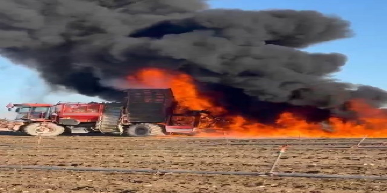 Pancar Söküm Makinesi Alevlere Teslim Oldu