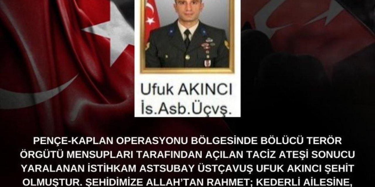 Vali Aksoy’dan Şehit Ufuk Akıncı İçin Taziye Mesajı