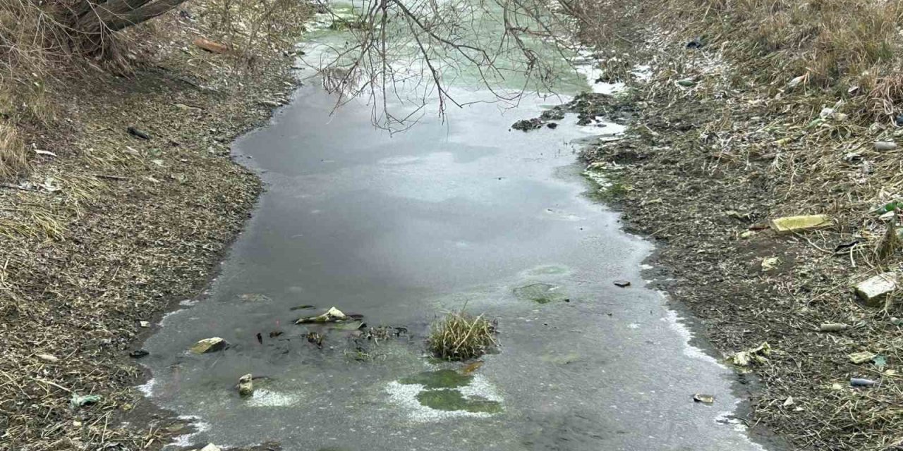 Eskişehir’de Sulama Kanalları Buz Tuttu