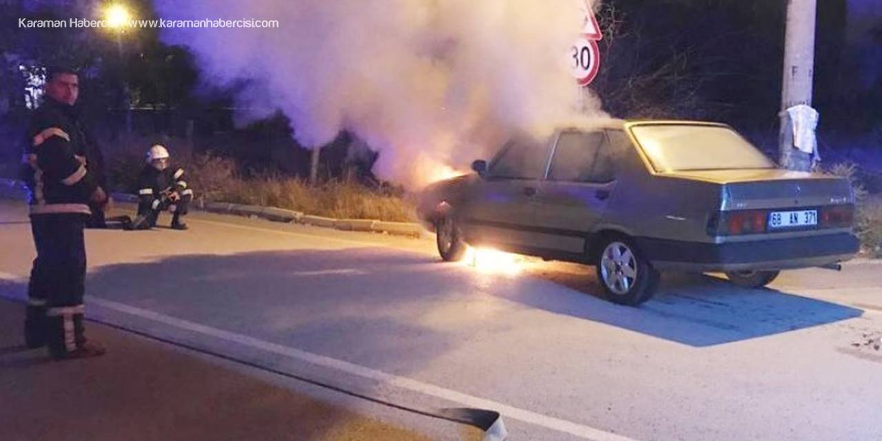 Aksaray’da Seyir Halindeki Otomobil Alev Aldı