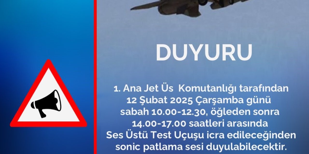 Eskişehir İçin Sonic Patlama Sesi Uyarısı