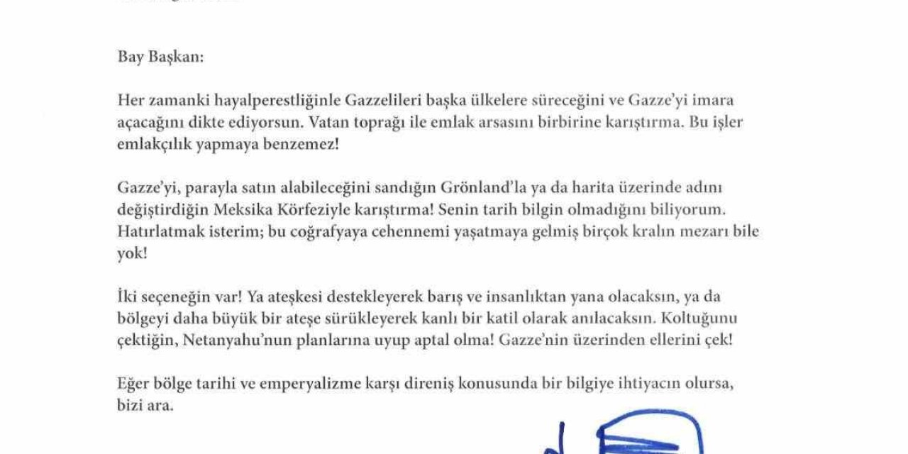 Saadet Partisi Genel Başkanı Arıkan’dan Abd Başkanı Trump’a Gazze Mektubu: "aptal Olma"