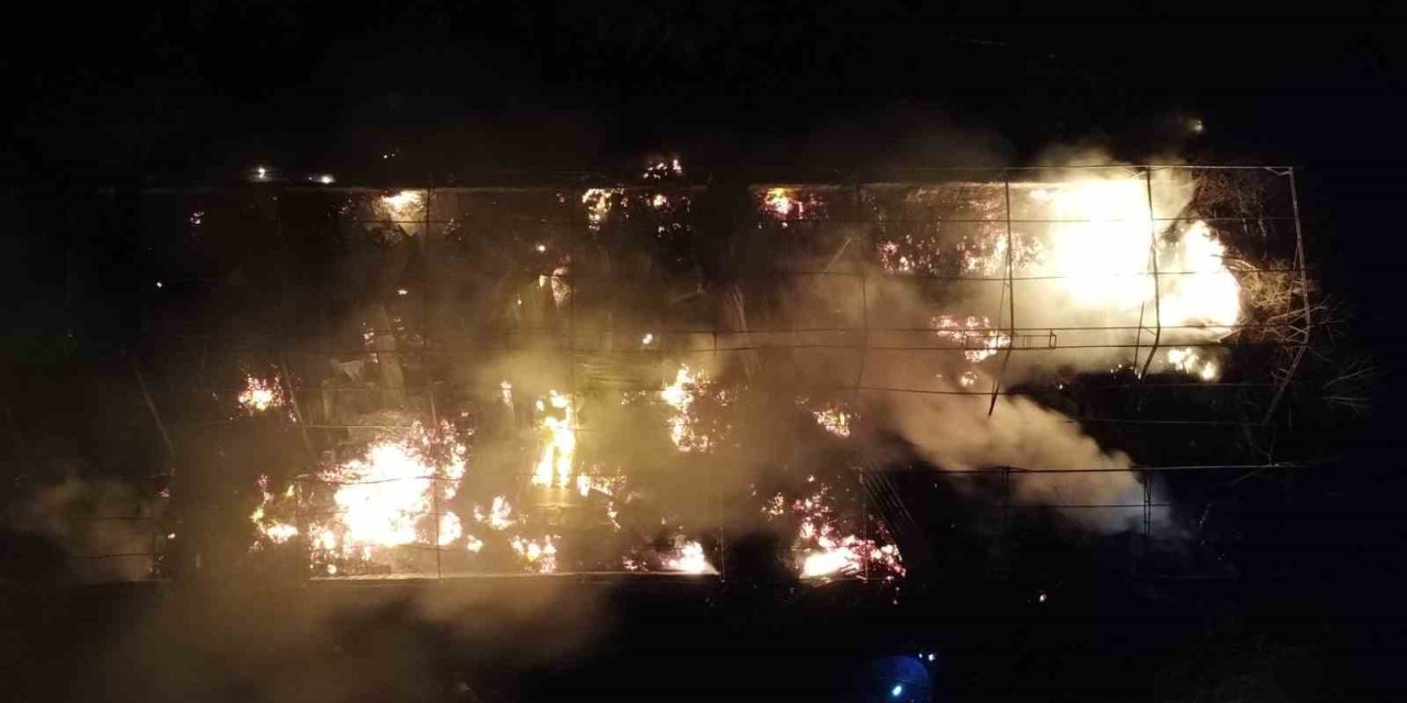 Mersin’de Çiftlik Yangını Geceyi Aydınlattı