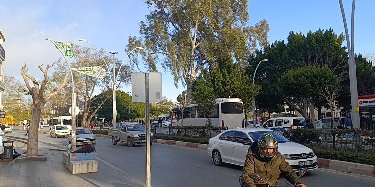 Manavgat’ta Bayraklar Aydınlatma Direğini Devirdi, Araçlar Zarar Gördü