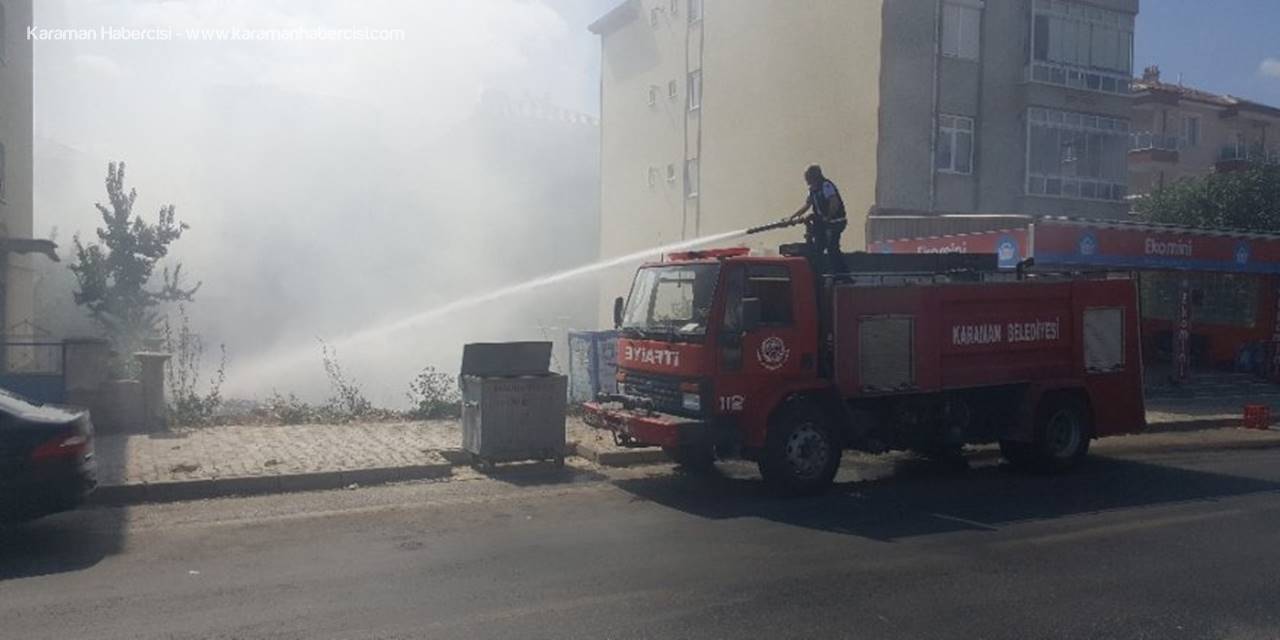 Karaman'da Ot Yangını Büyümeden  Söndürüldü