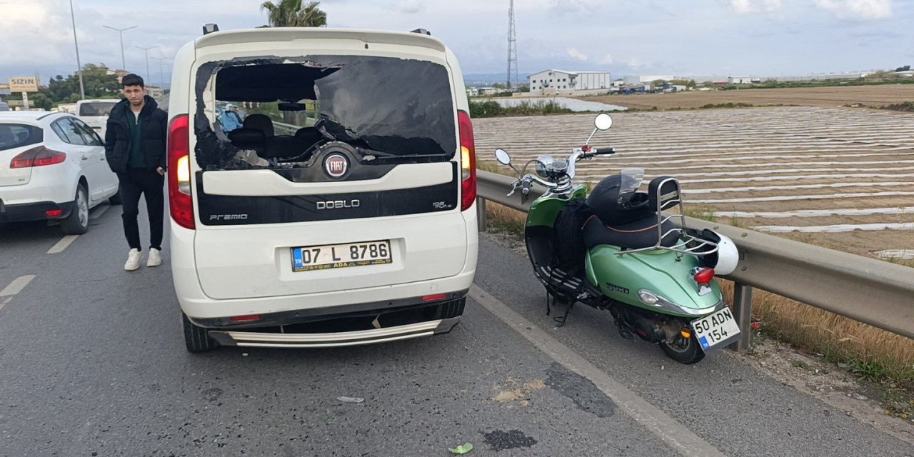 Motosiklet Sürücüsünü Başındaki Kask Kurtardı