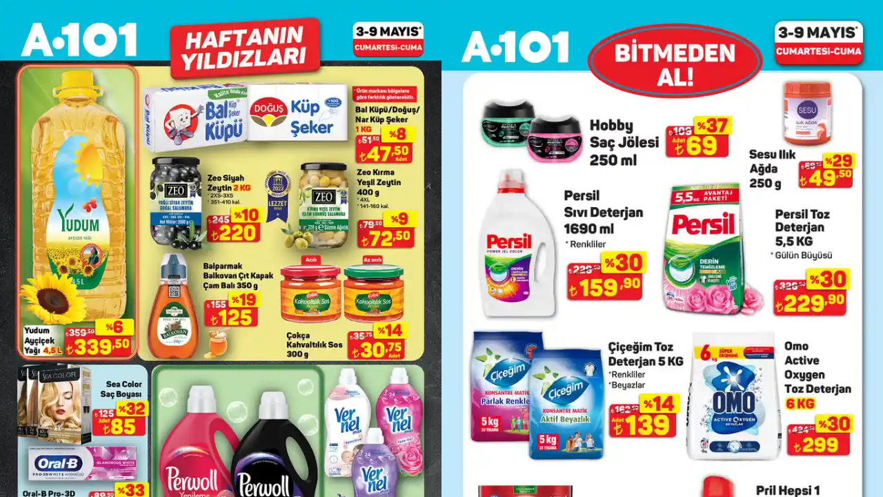 A101’de Yudum, Vernel ve Omo Ürünlerine İndirim Geldi! A101 3-9 Mayıs Aktüel Kataloğu!