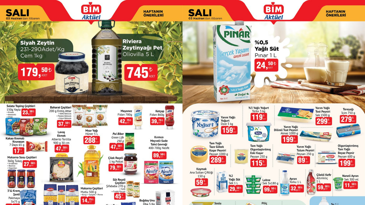 BİM’de Ayçiçek Yağı, Bakliyat ve Süt Ürünlerine İndirim Geliyor! BİM 3 Haziran Aktüel Kataloğu!
