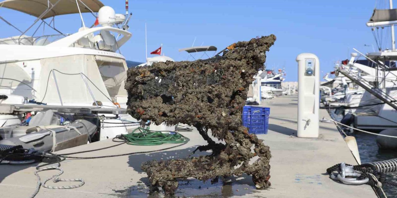 Mersin’de Denizden Çıkarılan Çöpler Sahilde Sergilendi: Alışveriş Arabası Bile Var