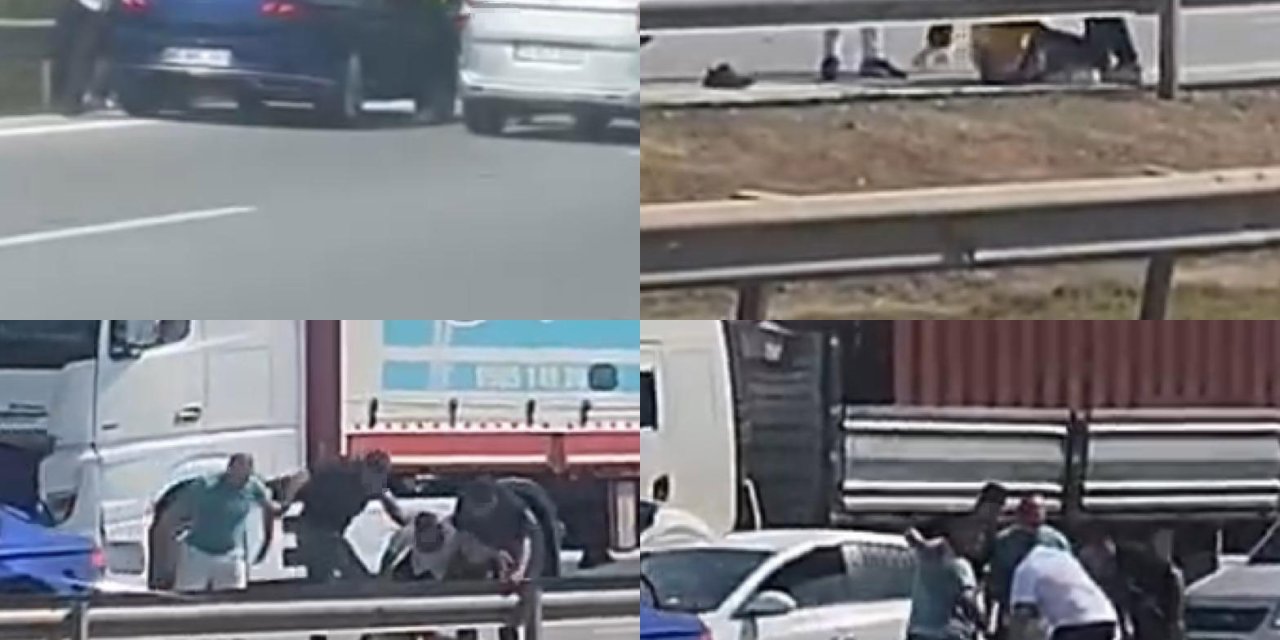 Otoyolda Sürücü Önce Dövüldü Sonra Suyla Ayıtılmaya Çalışıldı: O Anlar Kamerada