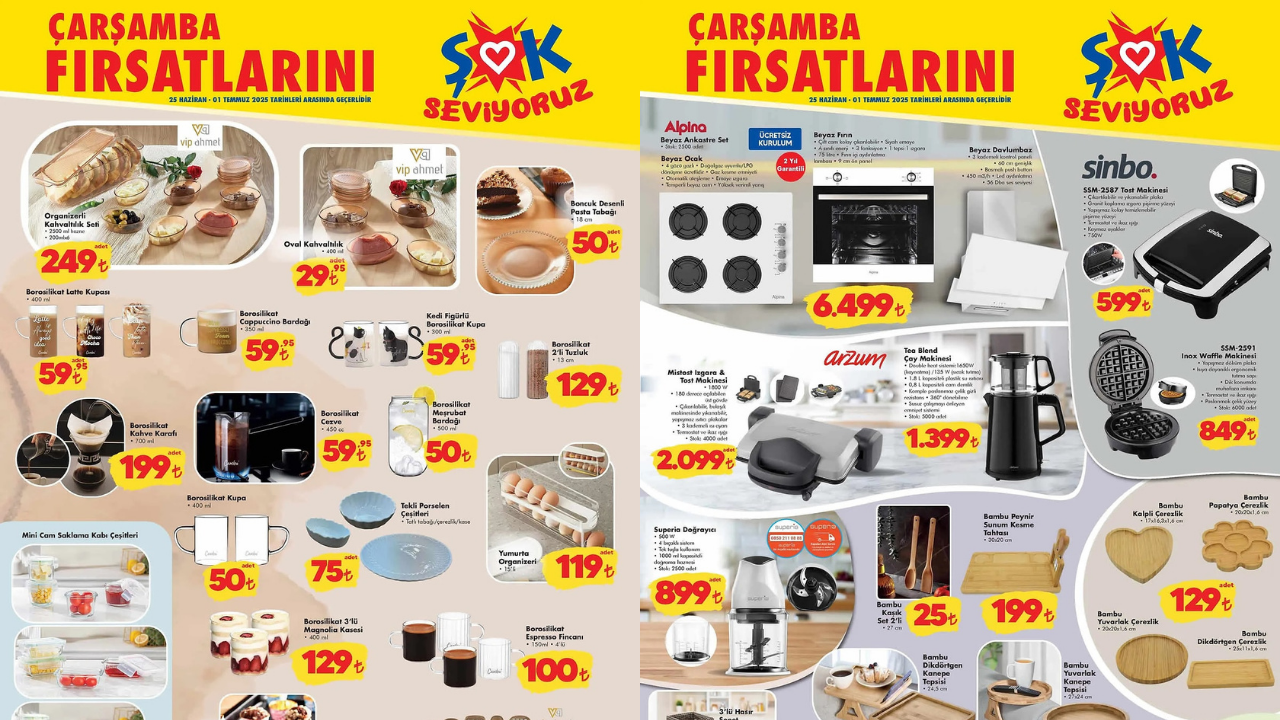 ŞOK’a Kahvaltılık Seti ve Elektrikli Doğrayıcı Geliyor! ŞOK 25 Haziran Aktüel Kataloğu!