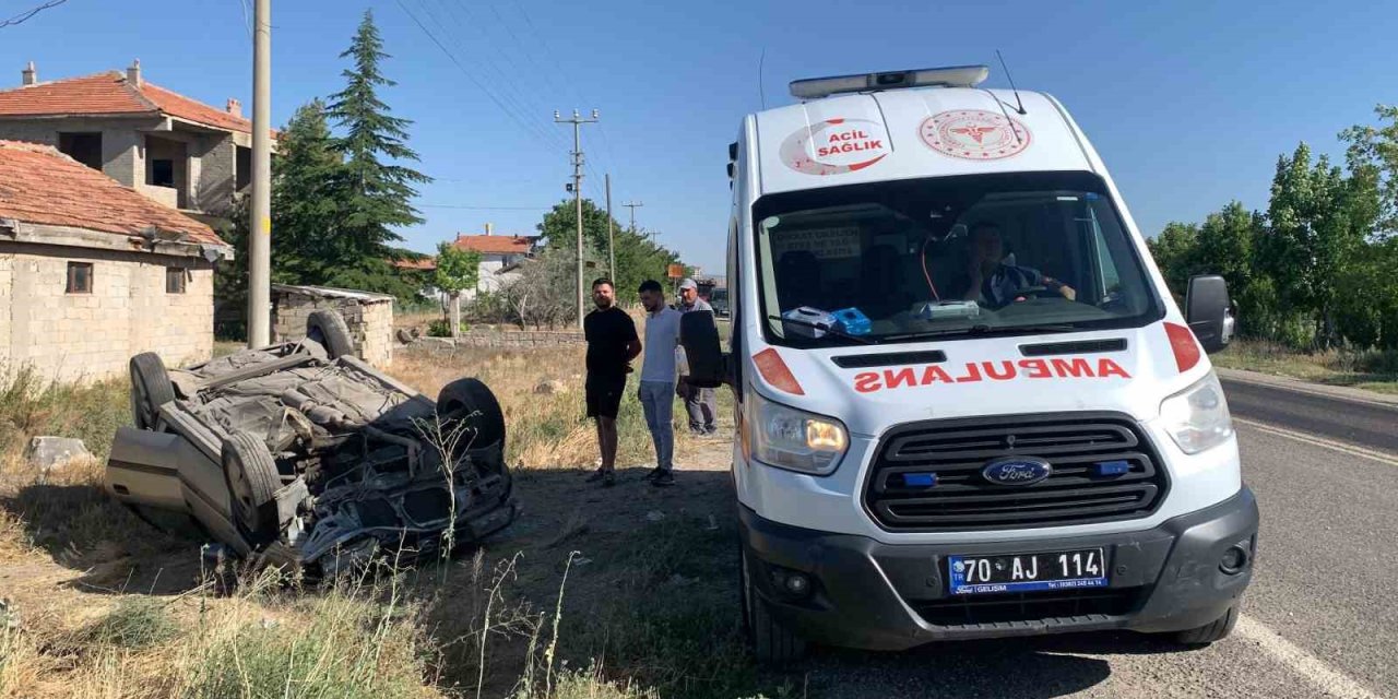 Karaman’da Otomobil Takla Attı: 1 Yaralı