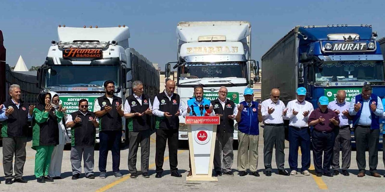 Konya’dan Adıyaman’a 100 Çiftin Düğünü İçin Çeyiz Yardımları Tırlarla Yola Çıktı