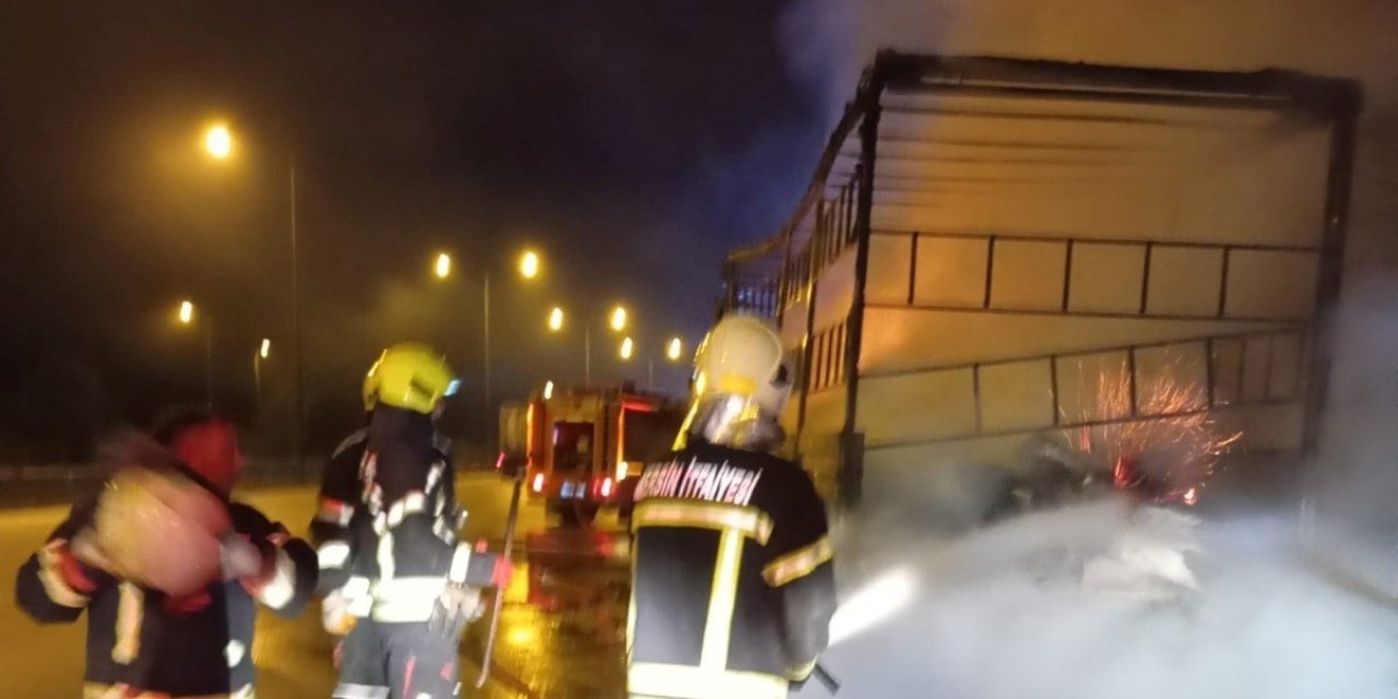 Kuruyemiş Yüklü Tır Alev Alev Yandı