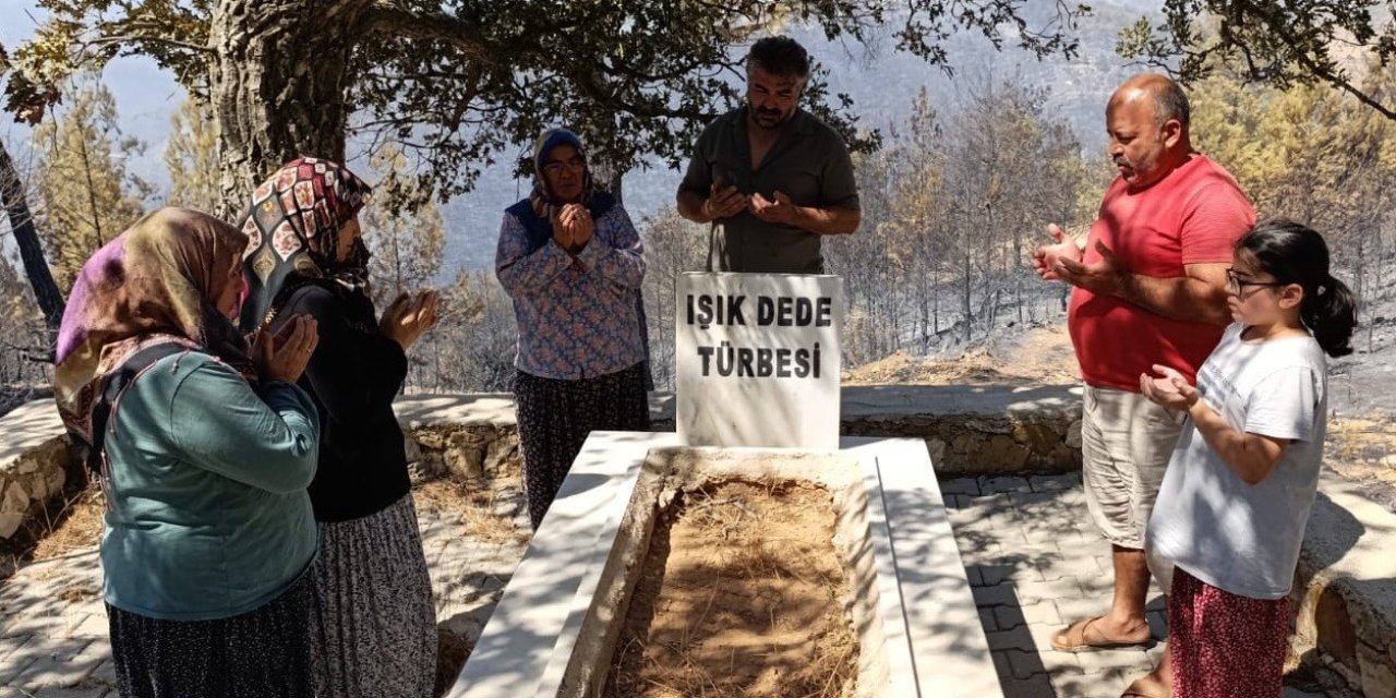Orman Yangınında Mezarlık Yandı, Alevler Işık Dede’nin Kabrinde Durdu