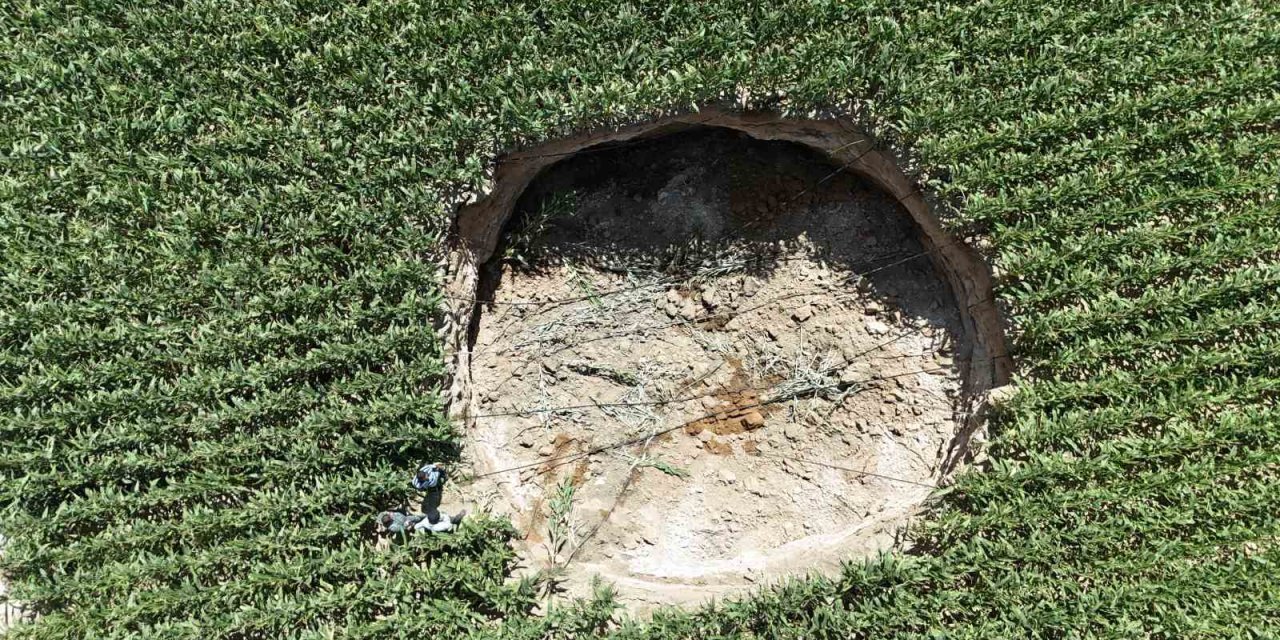 Mısır Tarlasında 15 Metre Genişliğinde Obruk Oluştu