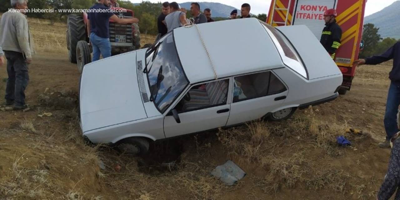 Beyşehir’de Otomobil Menfeze Düştü: 2 Yaralı