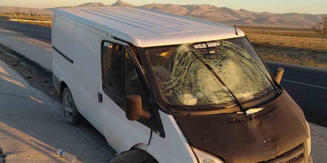 Kamyonet Refüje Çarptı: 2 Yaralı