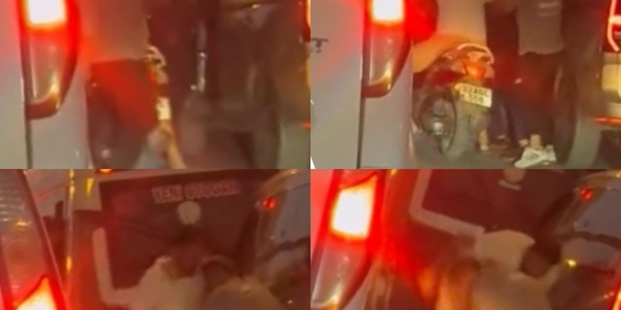 Motosikletli Şahıslar, Tartıştıkları Araç Sürücüsünü Darbetti: Olay Anı Kamerada