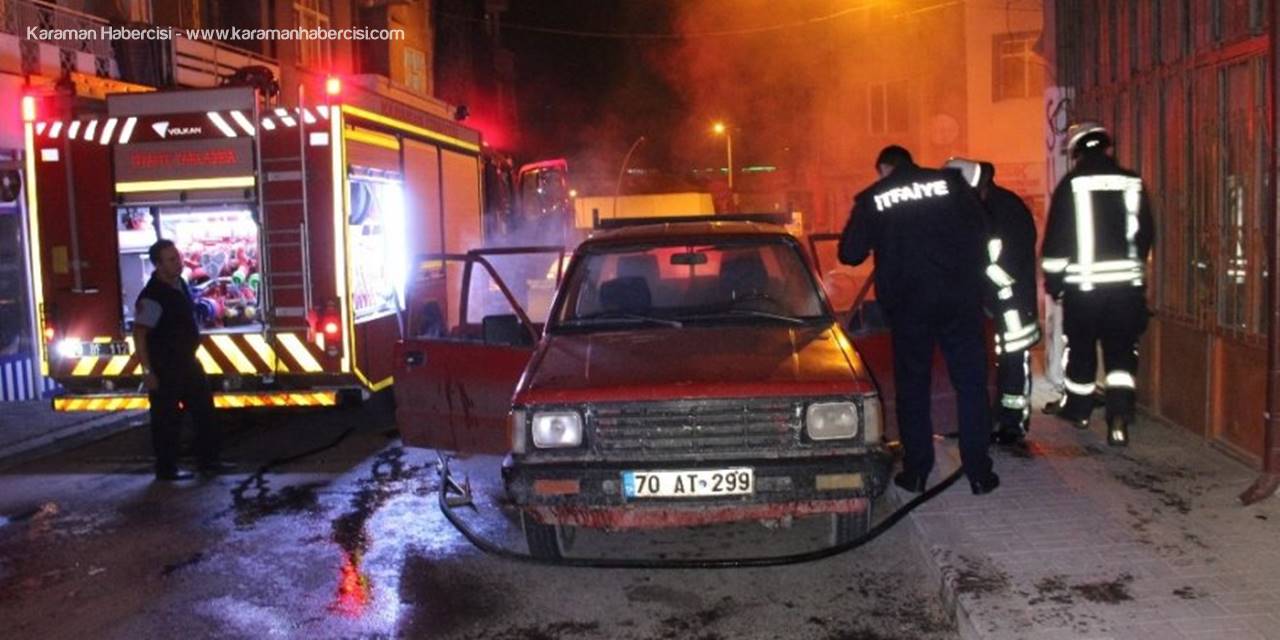 Karaman’da Park Halindeki Araçta Yangın Çıktı