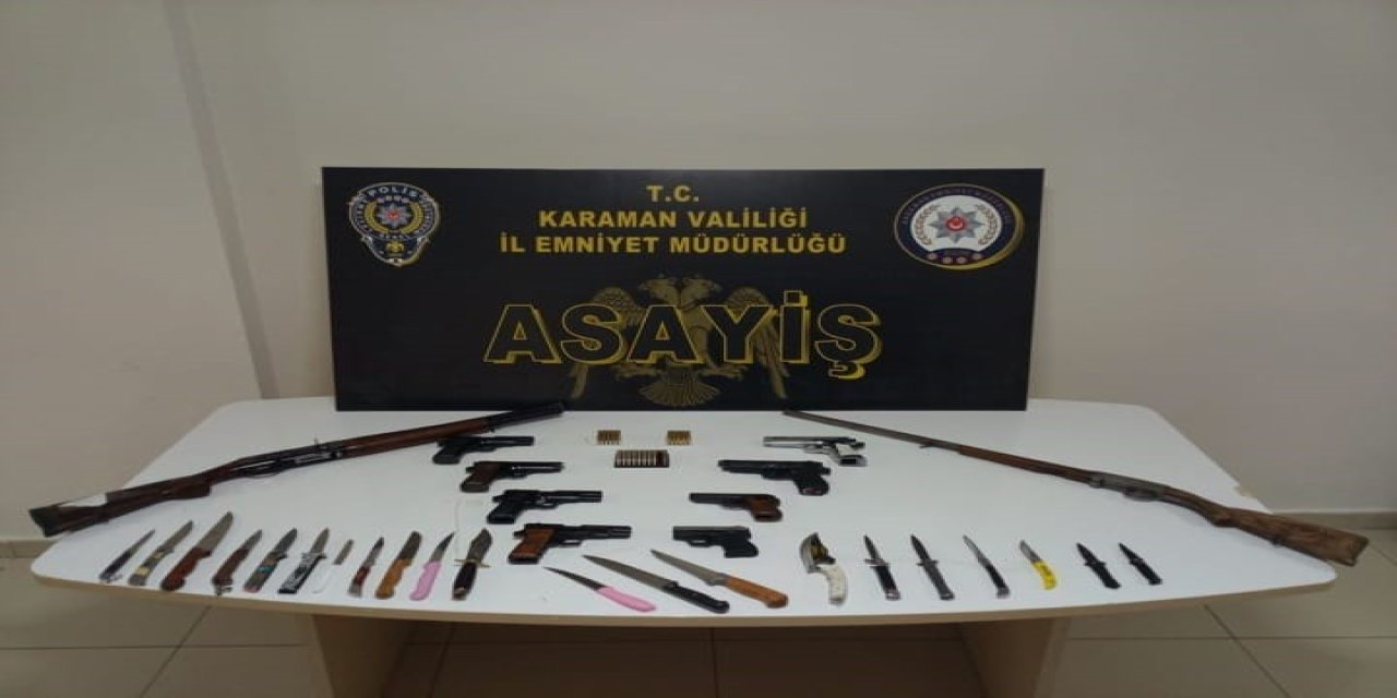 Karaman'da Asayiş Uygulamalarında Uyuşturucu ve Silah Ele Geçirildi