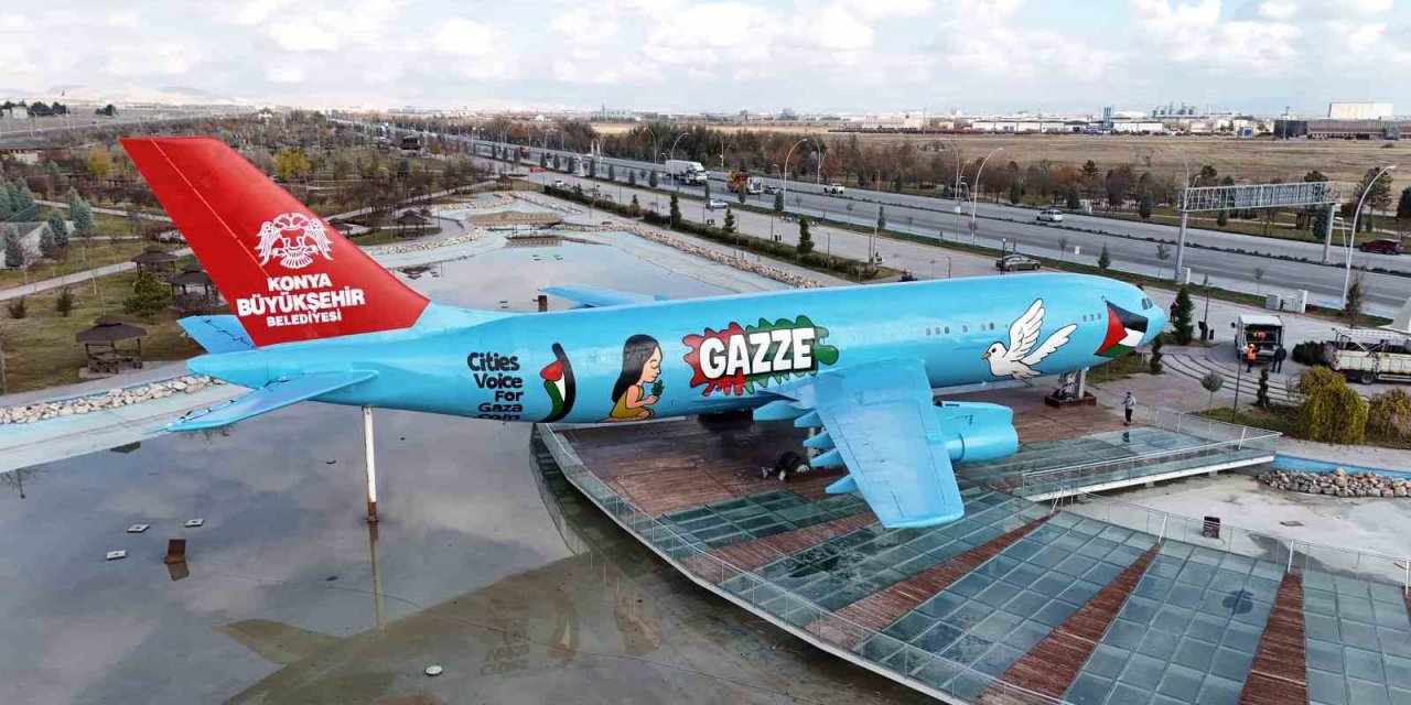 Konya’nın Simgesi Uçak, Gazze Temalı Sanat Eserine Dönüştü