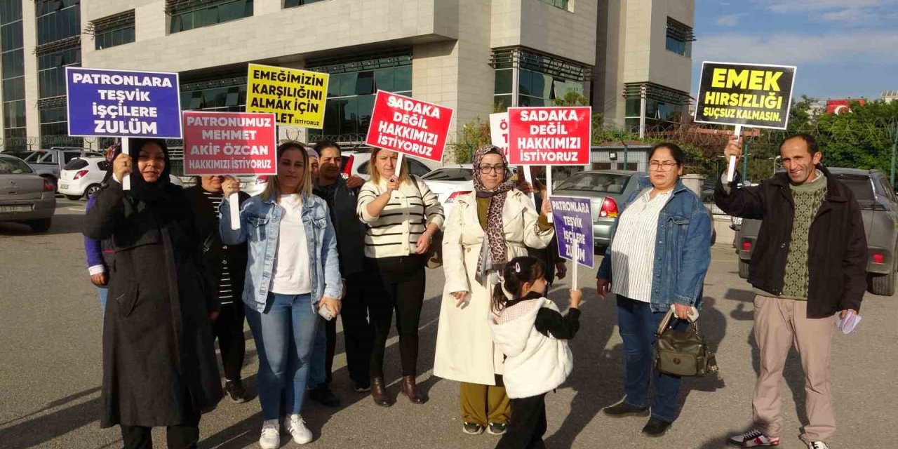 Mersin’de Maaşlarını Alamayan İşçiler, Adliye Önünde Açıklama Yaptı