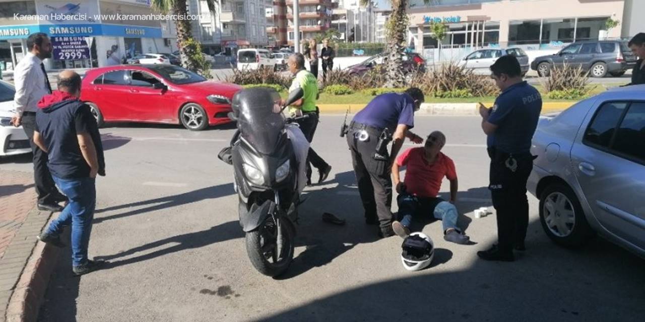 Motosiklet Sürücüsü Kaskı Sayesinde Kazadan Yaralı Kurtuldu