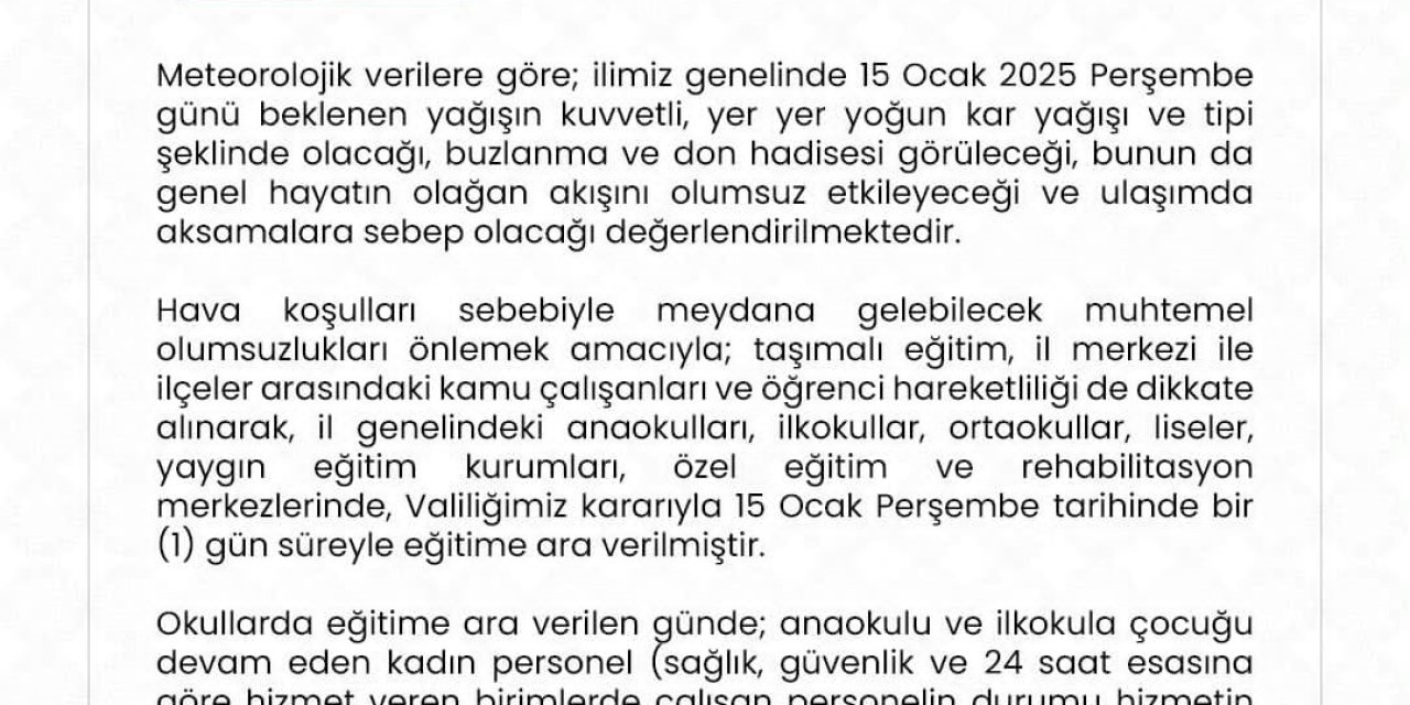 Niğde’de Eğitime Kar Engeli