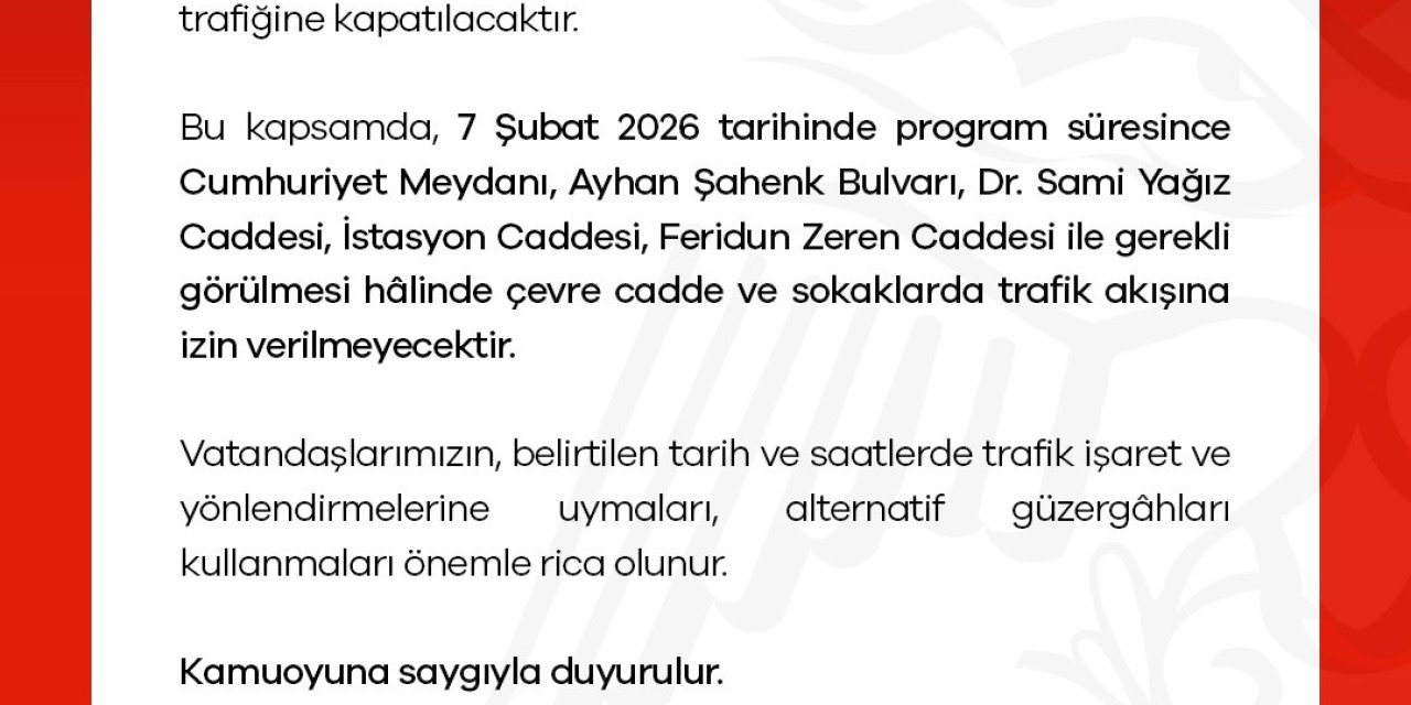 Niğde’de Miting Nedeniyle Bazı Cadde Ve Güzergahlar Trafiğe Kapatılacak