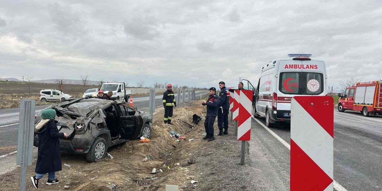 Karapınar’da Otomobil Takla Attı: 4 Yaralı