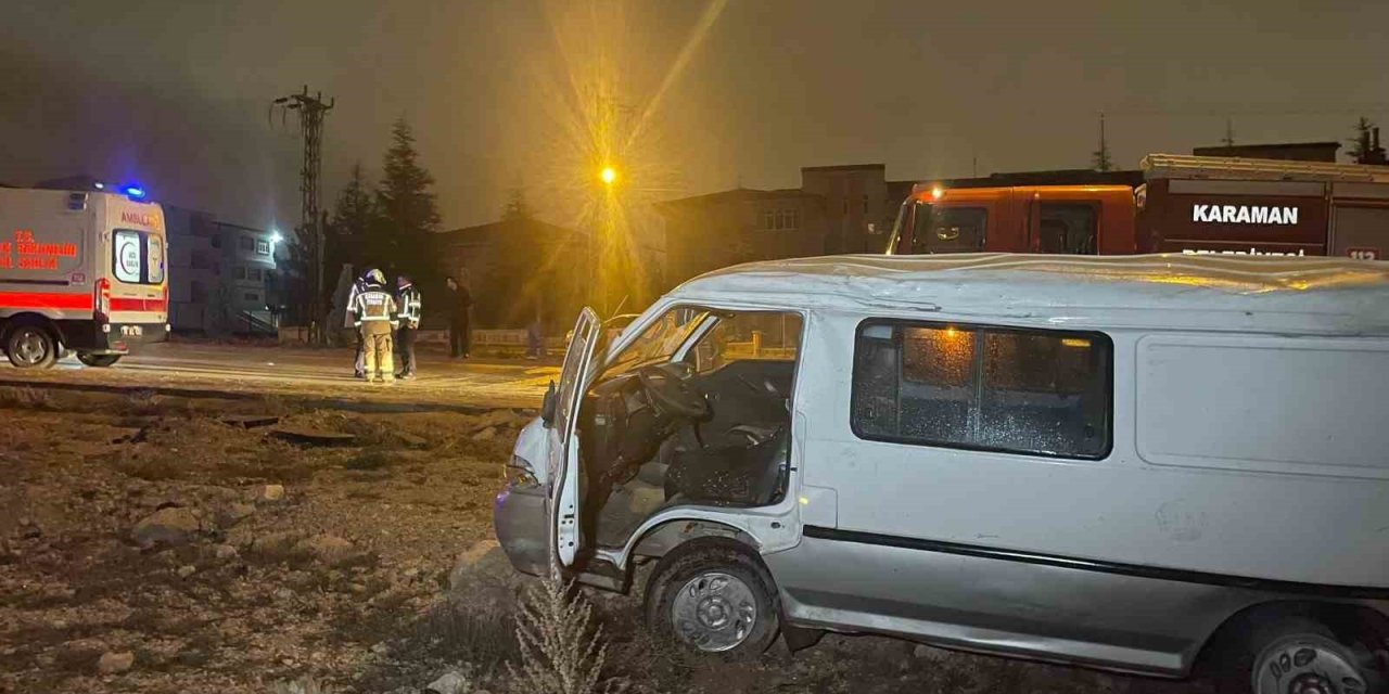 Karaman’da Takla Atan Panelvandaki 2 Kişi Ölümden Döndü