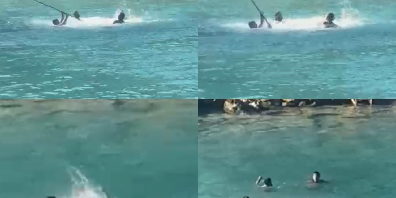 Mersin’de Denizin Ortasında Sopalı Kavga Kamerada