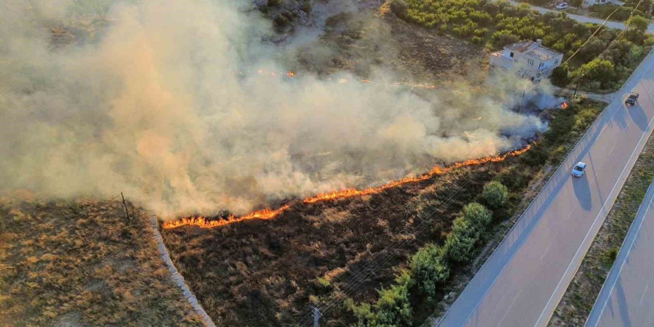 Mersin’de Çıkan Yangın Evlere Ve Ormana Ulaşmadan Söndürüldü