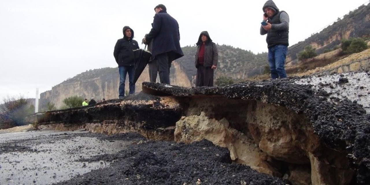 Heyelanda Yol Çöktü, Silifke-karaman Yolu Trafiğe Kapandı