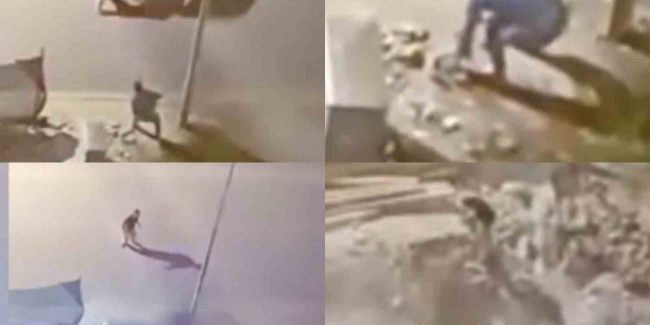 Kavga Ettiği Şahsa Araçla Çarpıp Çukura Uçtu: O Anlar Kamerada