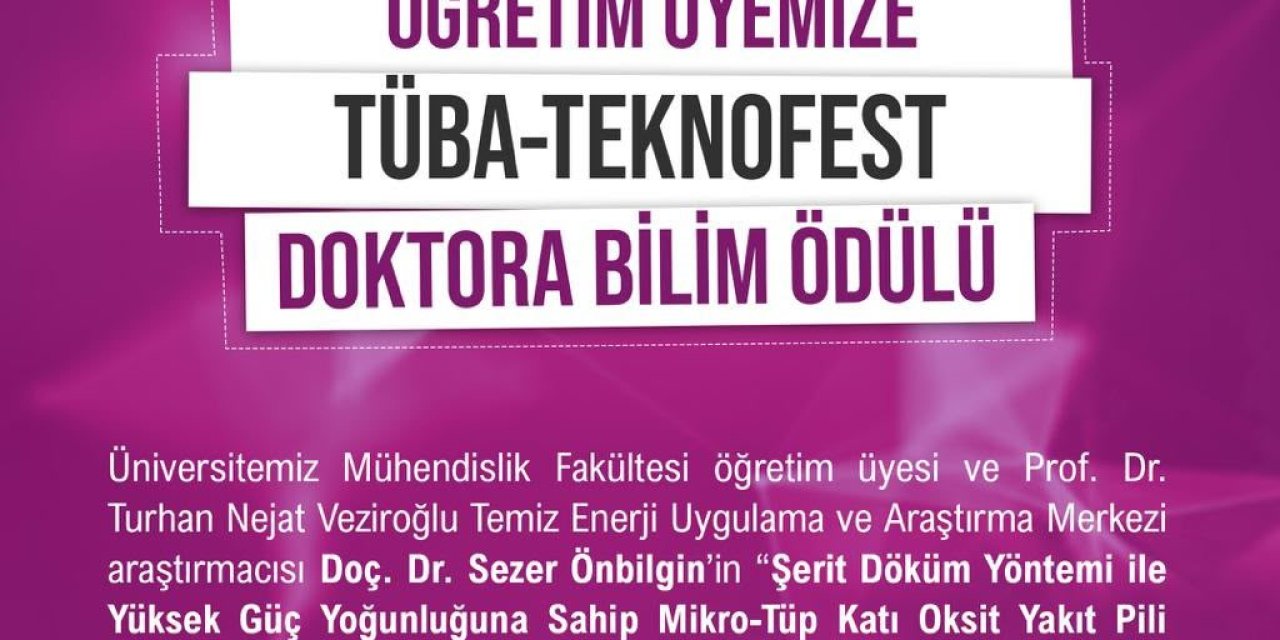 Nöhü Öğretim Üyesine Tüba-teknofest Doktora Bilim Ödülü