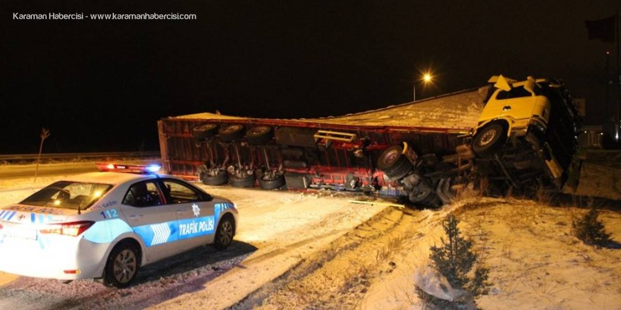 Karaman-Konya Yolunda Buzlanma ile Kaza Geldi