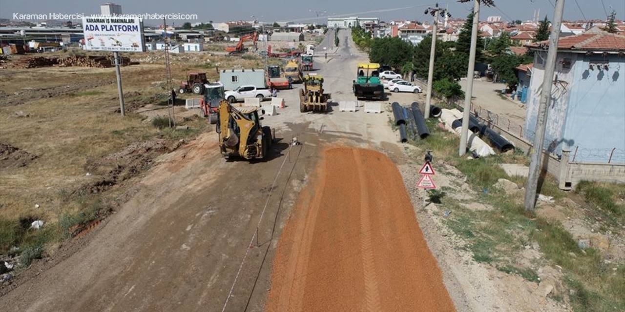 Karaman'da İkinci OSB Yolunda Asfalt Çalışması