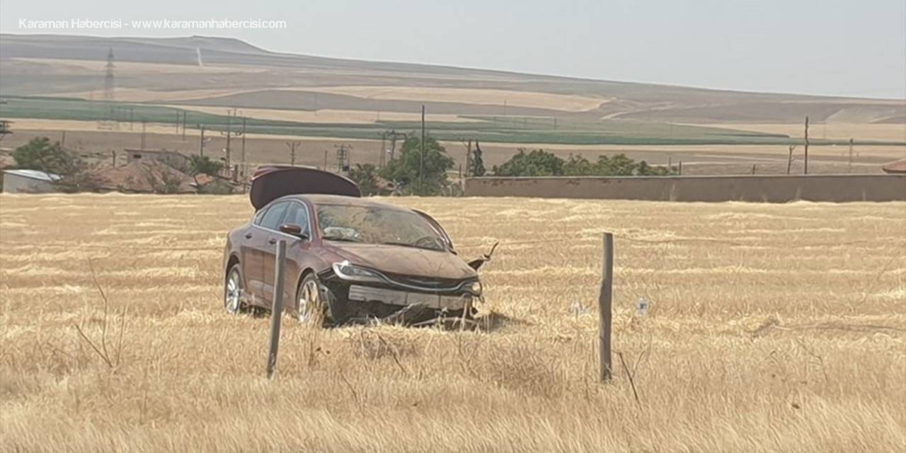 Konya'da Yoldan Çıkan Otomobildeki Yabancı Uyruklu 2 Kişi Yaralandı