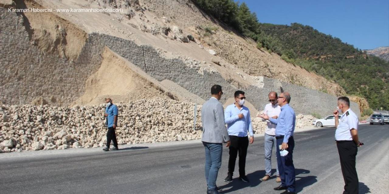 Silifke Kaymakamı Nazlı, Heyelan Nedeniyle Kapanan Silifke - Mut Yolunu İnceledi