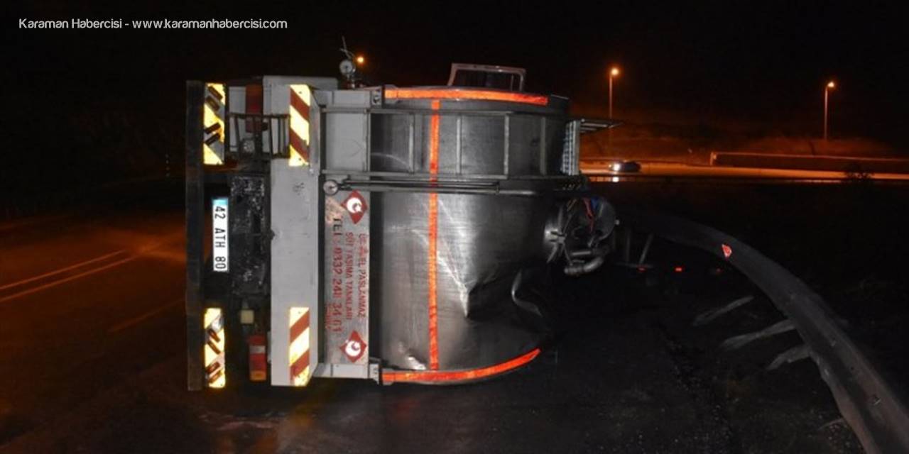Kayseri'de Devrilen Süt Tankerinin Sürücüsü Yaralandı